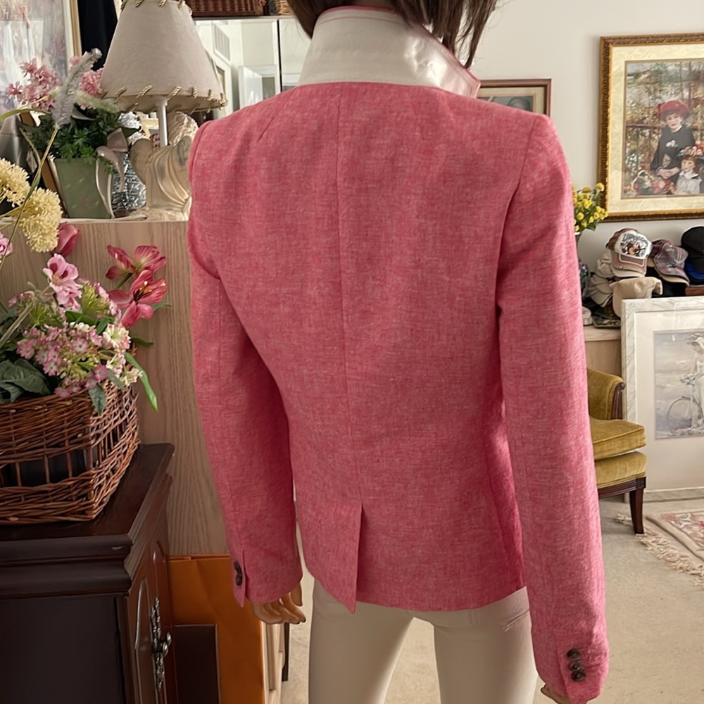 J.Crew Pink Linen Cotton Blazer Tailored Classic Fit Size 6 - Picture 3 of 16